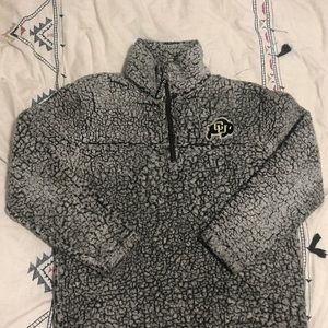 CU Boulder Sherpa grey 1/4 zip up turtle neck